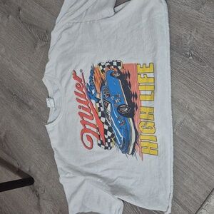 Junk food tees Unisex Miller High Life Tee vintage style cropped sz Large